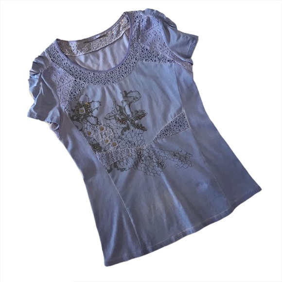 Angels Never Die Purple Embellished T-shirt, Med - Picture 8 of 16